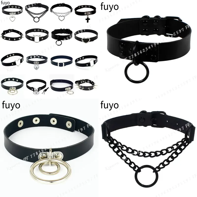 Magnetic Clasp Cosplay - Sexy Punk Leather Choker Collar Bondage