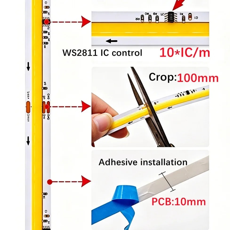 5m-40m DC24V WS2811 IC COB LED - огляд і ціна Led El Wire