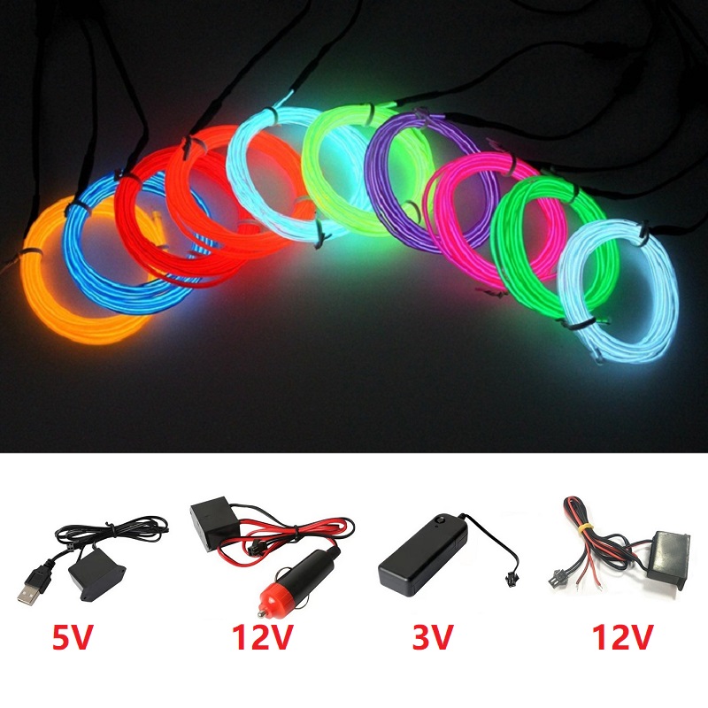10m/5m/3m/1m 3V Battery 5V USB - огляд і ціна Led El Wire